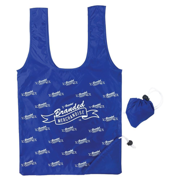 Shopper bag with folding corner pouch