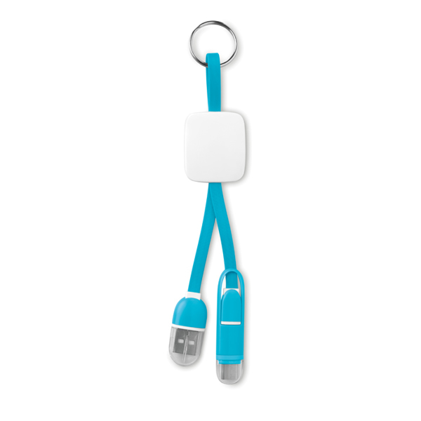 Keyring C in blue with micro USB connector and USB type C