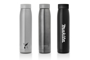 3 stainless steel mirage travel  bottles in black gunmetal and silver