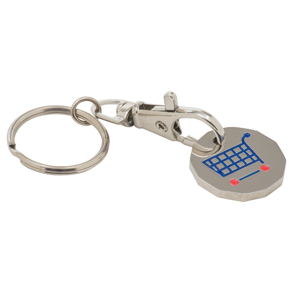 new pound coin trolley coin on clip keyring