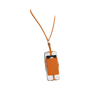 Silicone RFID Card Holder with lanyard in orange with phone in