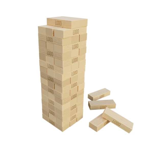 a stack of jenga blocks with 4 blocks removed