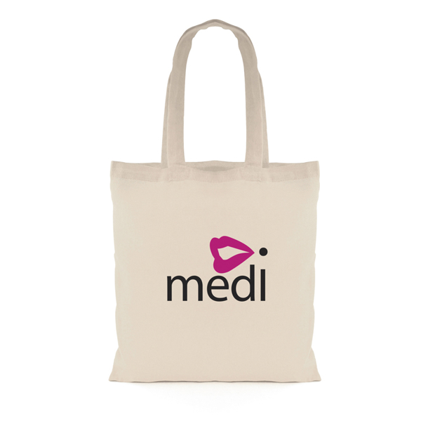 5oz Value 100% Natural Cotton Shopper with long handles and 2 colour print logo