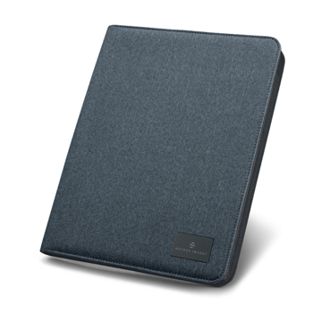 A4 imitation leather notepad organiser in navy with rubber finish
