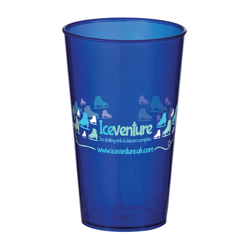 Arena Cup in blue with full colour print logo