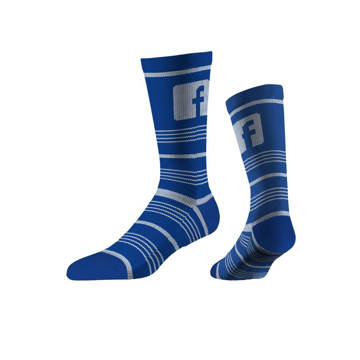 Business Knit Crew Socks in blue with 1 colour logo and colour match stripes