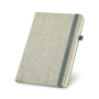 Polyester canvas notebook with elastic strap and pen loop in grey