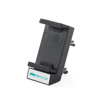 black car phone dock front view with 1 colour branding