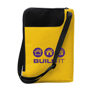 yellow colour exhibition bag with a 1 colour branding to the front