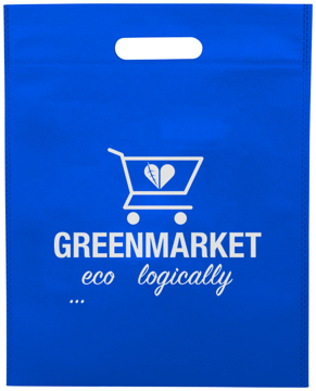 Blue convention tote bag with large logo print