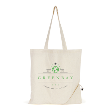 Cotton shopping bag with foldable pocket