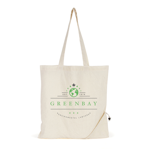 Cotton shopping bag with foldable pocket