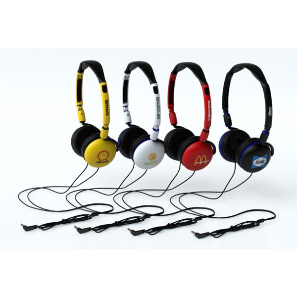 Crystal Headphones in various colours and fill colour print logos