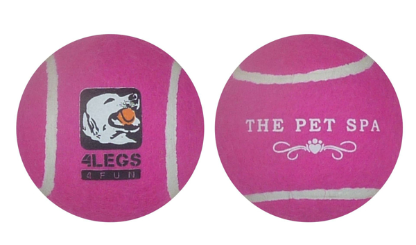 pink felt covered rubber dog ball