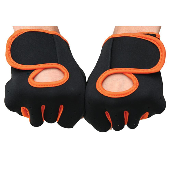 Gym Gloves in black with orange trim