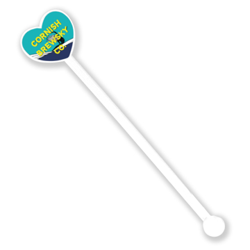 white plastic heart shaped drinks stirrer