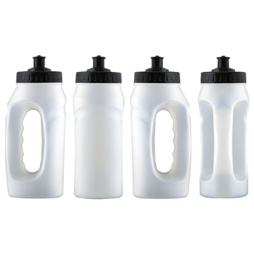 White jogger running bottle with hand grip and black sip lid