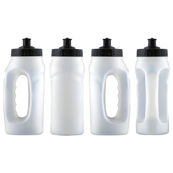 White jogger running bottle with hand grip and black sip lid