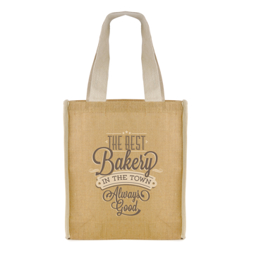 Natural jute bag with fabric handles to advertise your company