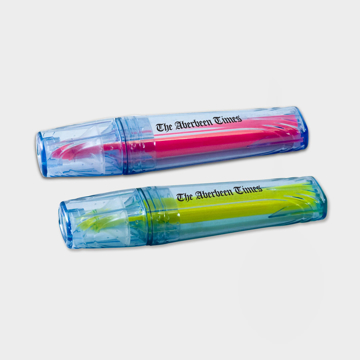 PET Highlighter Pen in pink and yellow with 1 colour print logo
