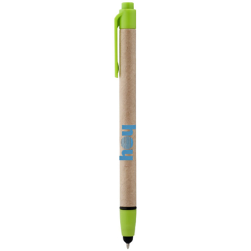 Planet Stylus Ballpoint  in brown and green with black details and 1 colour print logo