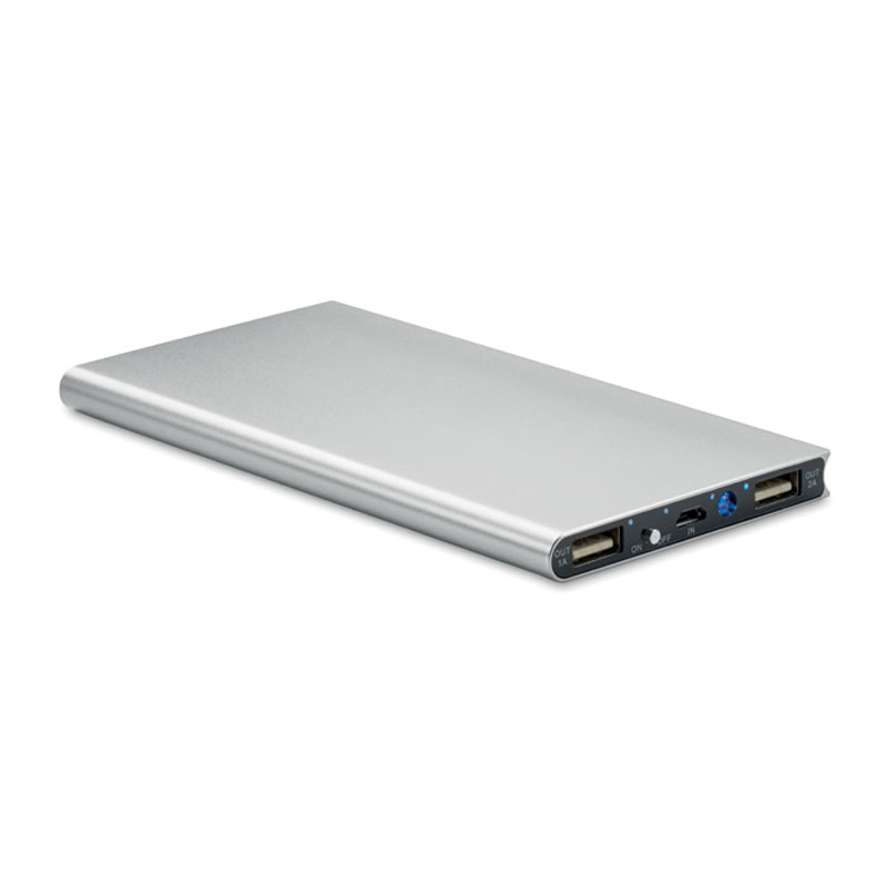 Silver flat rectangular power bank