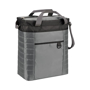 Silvery grey padded cooler bag with black lid and carry handles
