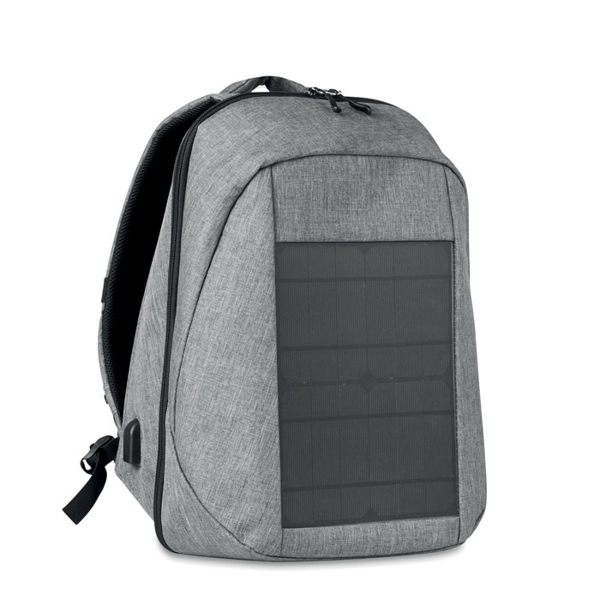 Tokyo Solar Rucksack with Solar Panel in grey