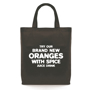 Promotional black shopper bag with large print to the front