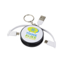 Wrap Around 3-in-1 Charging Cable with Keyring in black and white with 3 colour print