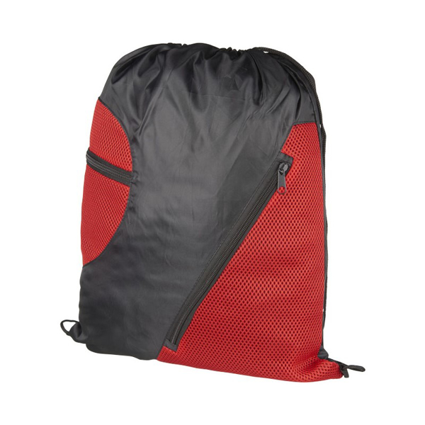 Zipped Mesh Rucksack in black and red