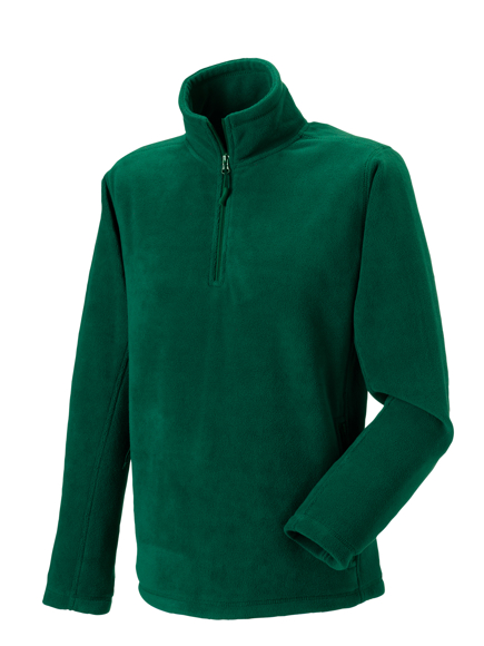 1/4 zip outdoor fleece in green with cadet collar and pockets