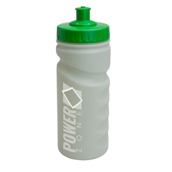 500ml Eco Sports Bottle with finger grips, green lid and 1 colour print logo