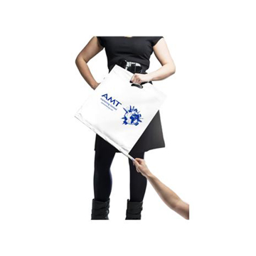 Plastic bag that transforms into a flag with integrated pole with 1 colour print logo