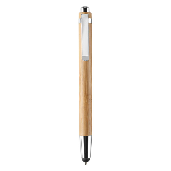 Bamboo Stylus Pen in wood and silver with black tip