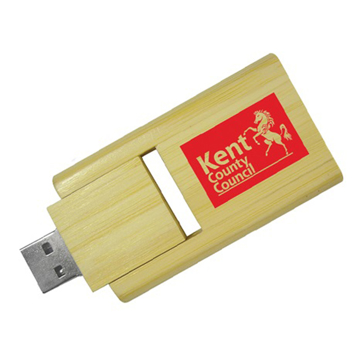 Bamboo Twist Drive with memory stick out with 2 colour print logo