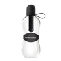 Clear drinks bottle with black lid and grip