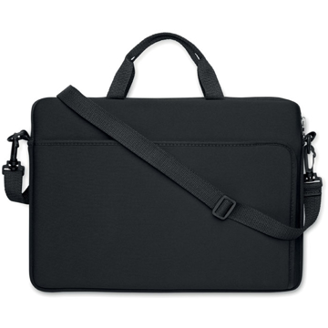 Black laptop case with shoulder strap and carry handle