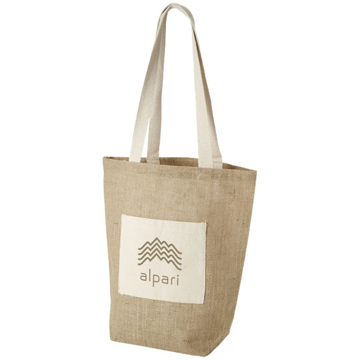 calcutta jute bag with a 1 colour print to the front pouch