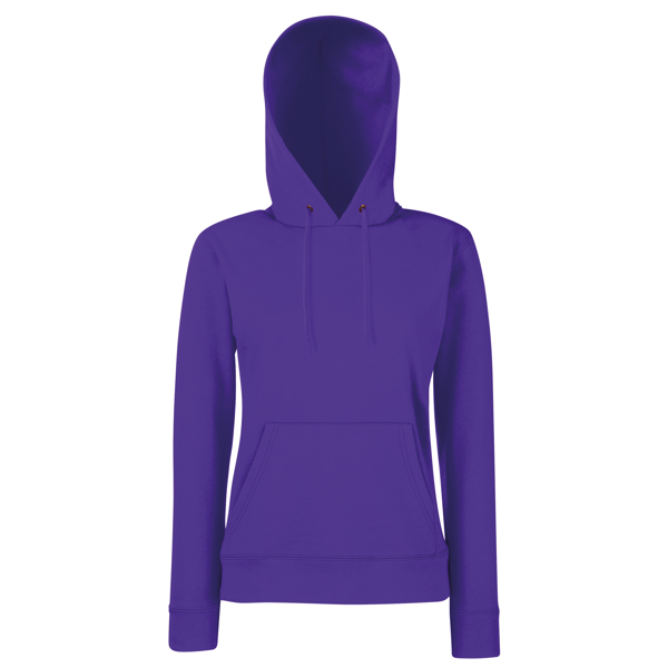 Classic Lady-fit hoodie in purple with double fabric hood and drawstrings