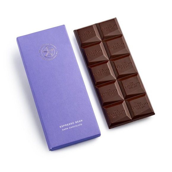 Dark chocolate bar in personalised card wrapper