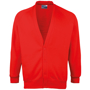 Coloursure Cardigan in red with 4 self-coloured buttons, knitted cuff and welt and herringbone taped neck