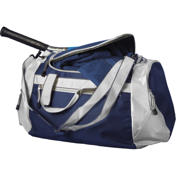 Comio sports bag in navy with grey straps and details