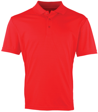 Coolchecker Pique Short Sleeve 3 button placket polo in red