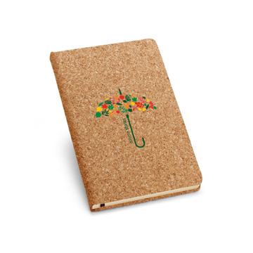 Cork pad with black book mark and full colour print logo