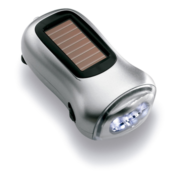Dynasol Dual Power Torch in silver with solar panel