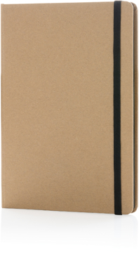 Eco Friendly A5 Kraft Notebook in brown with black elastic closure strap