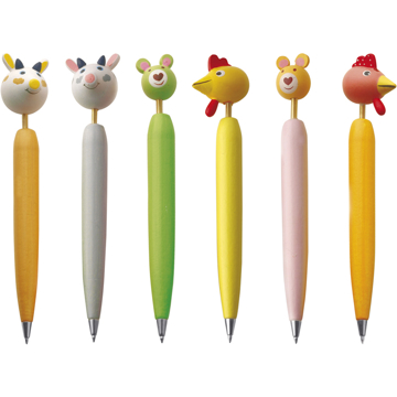 wooden pens with farm animal tops