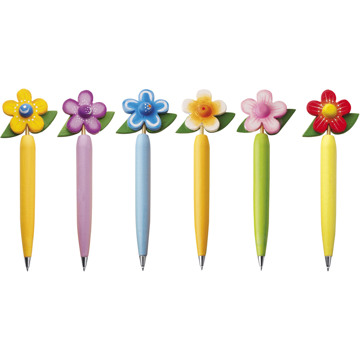 6 pens with flower tops