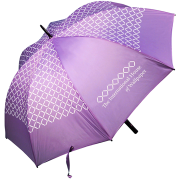 Golf Umbrella Bedford in purple with white pattern and logo